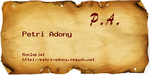 Petri Adony névjegykártya